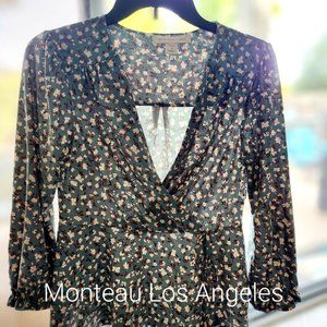 Green Floral cross over top with pink flowers